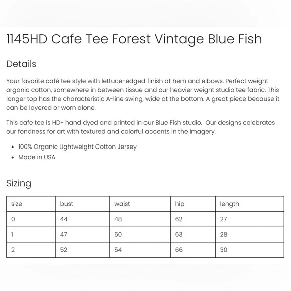 Blue Fish Cafe Tee - Forest Vintage BF - Picture 4 of 5